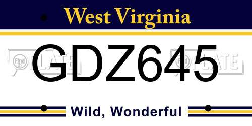 GDZ645 West Virginia License Plate