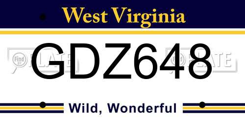GDZ648 West Virginia License Plate