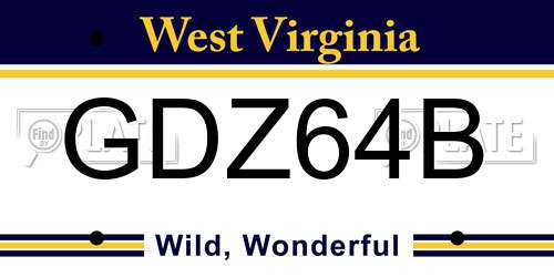 GDZ64B West Virginia License Plate