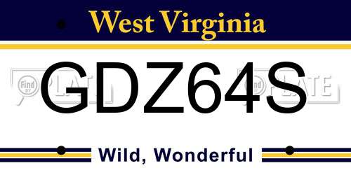 GDZ64S West Virginia License Plate