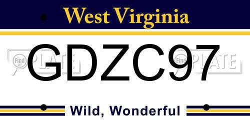 GDZC97 West Virginia License Plate