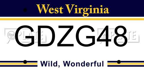 GDZG48 West Virginia License Plate