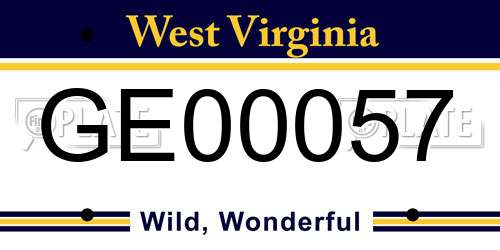 GE00057 West Virginia License Plate