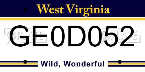 GE0D052 West Virginia License Plate
