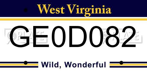 GE0D082 West Virginia License Plate