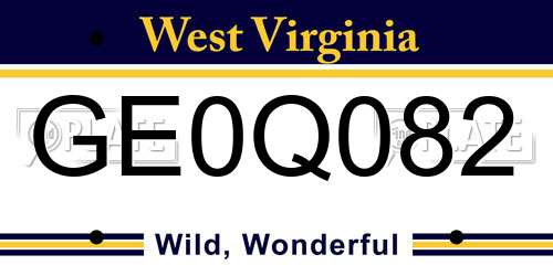 GE0Q082 West Virginia License Plate