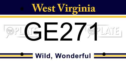 GE271 West Virginia License Plate