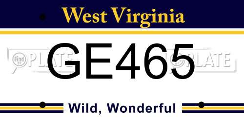 GE465 West Virginia License Plate