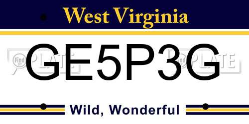 GE5P3G West Virginia License Plate