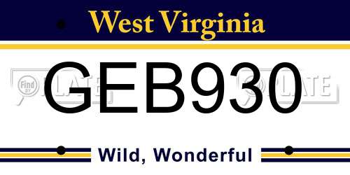 GEB930 West Virginia License Plate