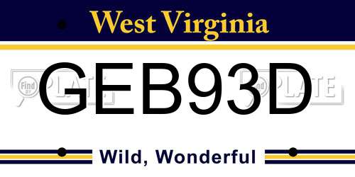 GEB93D West Virginia License Plate