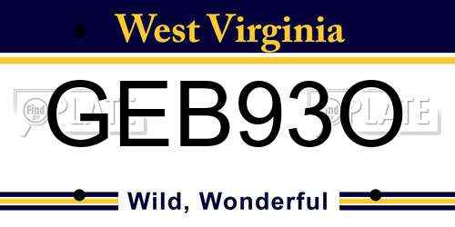 GEB93O West Virginia License Plate