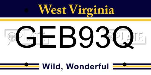 GEB93Q West Virginia License Plate