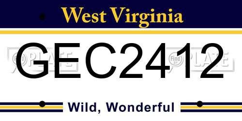 GEC2412 West Virginia License Plate