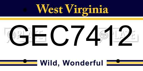 GEC7412 West Virginia License Plate