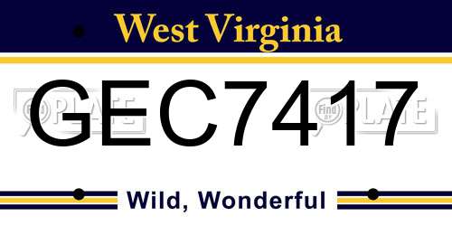 GEC7417 West Virginia License Plate