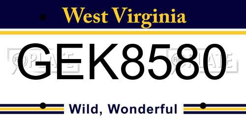 GEK8580 West Virginia License Plate