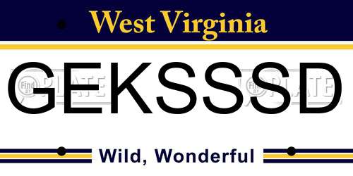 GEKSSSD West Virginia License Plate