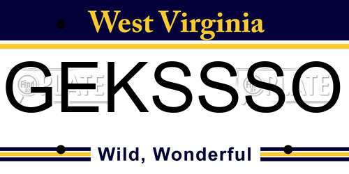 GEKSSSO West Virginia License Plate