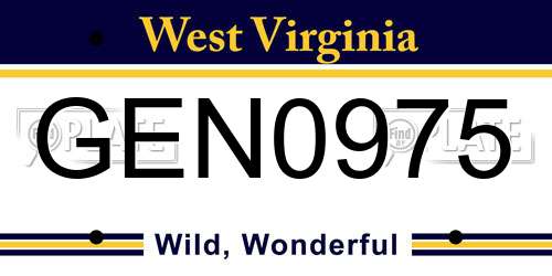 GEN0975 West Virginia License Plate