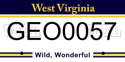 GEO0057 West Virginia License Plate