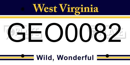 GEO0082 West Virginia License Plate