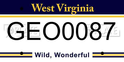 GEO0087 West Virginia License Plate