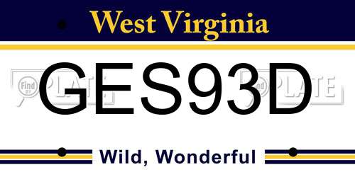 GES93D West Virginia License Plate