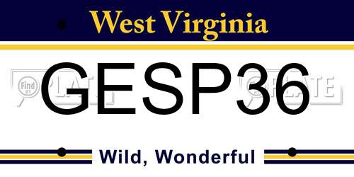GESP36 West Virginia License Plate