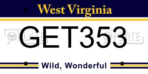 GET353 West Virginia License Plate