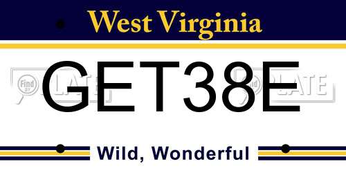 GET38E West Virginia License Plate