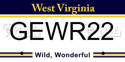 GEWR22 West Virginia License Plate