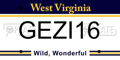 GEZI16 West Virginia License Plate