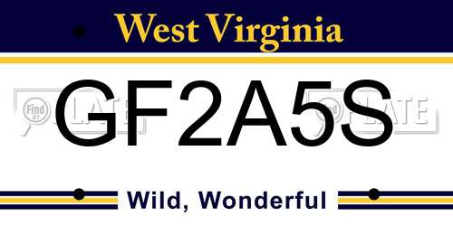 GF2A5S West Virginia License Plate
