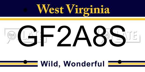 GF2A8S West Virginia License Plate