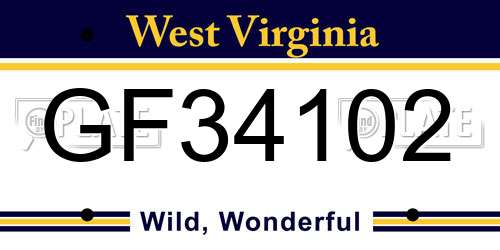 GF34102 West Virginia License Plate