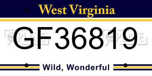 GF36819 West Virginia License Plate