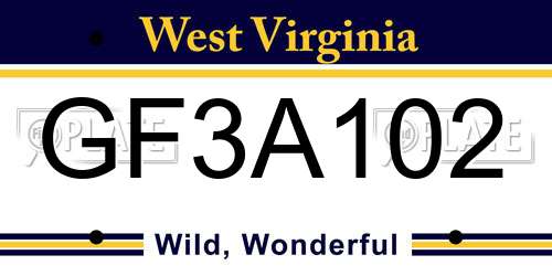 GF3A102 West Virginia License Plate
