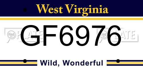 GF6976 West Virginia License Plate