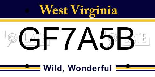 GF7A5B West Virginia License Plate