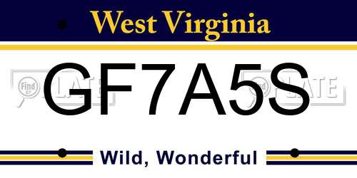 GF7A5S West Virginia License Plate