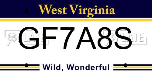GF7A8S West Virginia License Plate