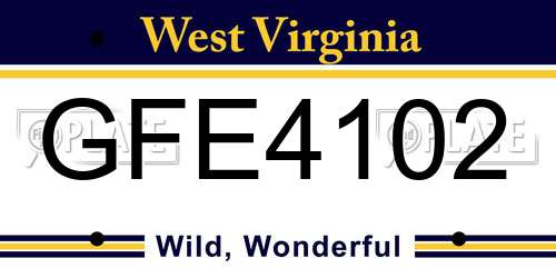 GFE4102 West Virginia License Plate