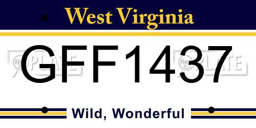 GFF1437 West Virginia License Plate
