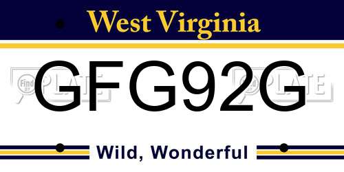 GFG92G West Virginia License Plate