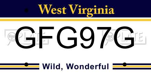 GFG97G West Virginia License Plate