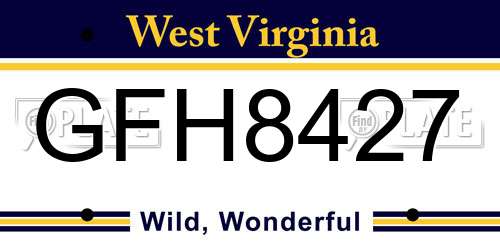 GFH8427 West Virginia License Plate