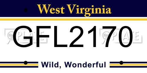 GFL2170 West Virginia License Plate