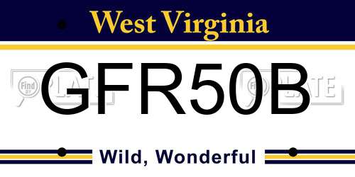 GFR50B West Virginia License Plate