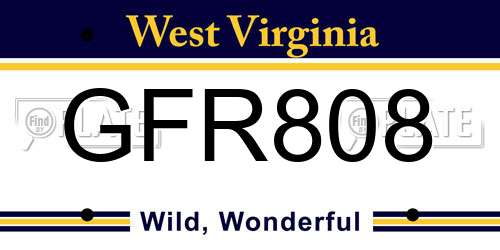 GFR808 West Virginia License Plate
